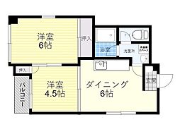 サンシティー富士 2DKの間取図画像