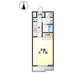 コンフォール錦 1Kの間取図画像