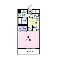 エルグレイス大手 1Kの間取図画像