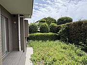 青空の下に広がるのびのびとした平専用庭スペース。周囲は背の高い生垣で優しく囲まれているためプライバシーを保ちやすく、天気の良い日にはお子様と一緒にプチガーデニングや日向ぼっこを気兼ねなく楽しめます。