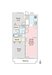 ベレーシース西原 2LDKの間取図画像