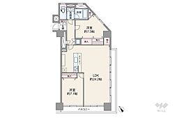 シャトレ市ヶ谷 2LDKの間取図画像