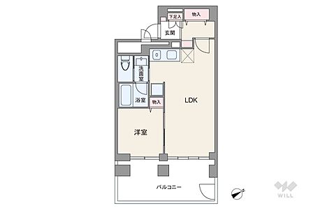 専有面積39.45?の1LDK。