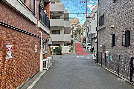 敷地の南側前面道路(西側から)