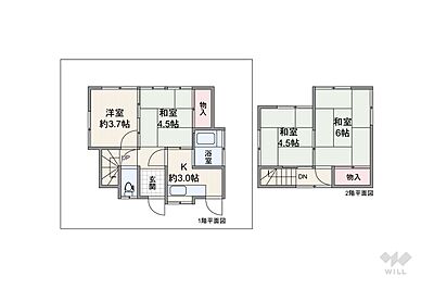 間取り:間取りは延床面積50.4平米の4K。 間取り:間取りは延床面積50.4平米の4K。