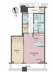 WORLD TOWER RESIDENCE 1LDKの間取図画像