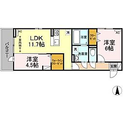 ロータス2B棟 2LDKの間取図画像