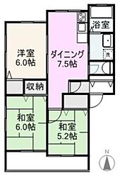 メゾン・グリーンピアA 3DKの間取図画像