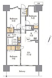 ザ・パークハウスオイコス赤羽志茂サードスクエア 3LDKの間取図画像
