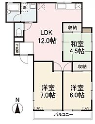 さつきヶ丘ハイツ 3LDKの間取図画像