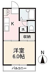 リーバハイツ伏石 1Kの間取図画像