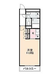 イトーピア高松28～40号西棟 1Kの間取図画像