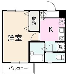 カーサ仏生山 1Kの間取図画像