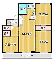 グランメール向陽02 3DKの間取図画像