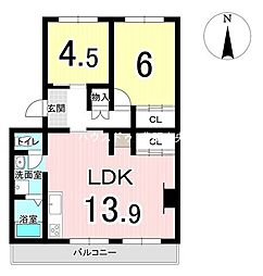 知立パビリオン1棟 2LDKの間取図画像