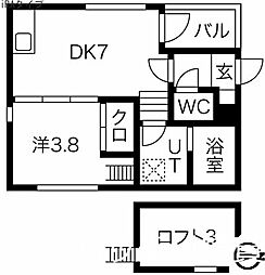 ハーモニーテラス六番 1DKの間取図画像