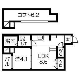 スクーデリア 1LDKの間取図画像