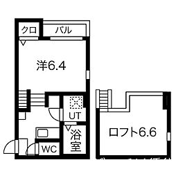 ヴィラ・トゥルヌソル 1Kの間取図画像