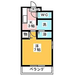 ハイツ草薙 1Kの間取図画像