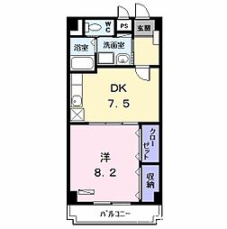 リヴィエール黄金 1DKの間取図画像