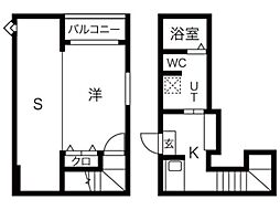ロレイアム 1Kの間取図画像