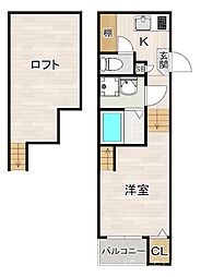 グランツ 1Kの間取図画像