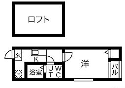 アルテーシア 1Kの間取図画像