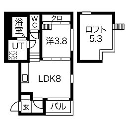 アルファート白金 1LDKの間取図画像