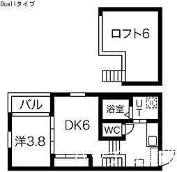 ハーモニーテラス道下町 2Kの間取図画像