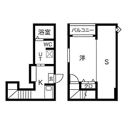 ロレイアム 1Kの間取図画像
