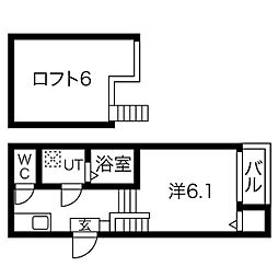 ハーモニーテラス道下町 1Kの間取図画像