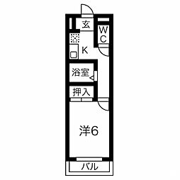 アーバンクレスト 1Kの間取図画像