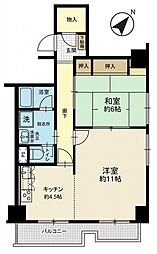 大あみハイツB棟 1LDKの間取図画像