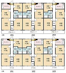 アパート 4Kの間取図画像