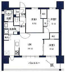 千葉市中央区問屋町マンション 3LDKの間取図画像