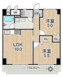 祖師谷大蔵サマリヤマンション 2LDKの間取図画像