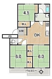 給田西住宅3号棟 3DKの間取図画像