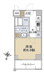 ルクシェール横濱吉野町 1Kの間取図画像