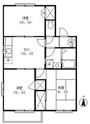 パレット妻田A 3DKの間取図画像