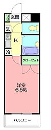 ハイツ井上2 1Kの間取図画像