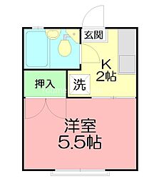 鈴木ハイツ 1Kの間取図画像