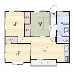 キャッスル石田B 3LDKの間取図画像