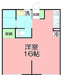 シティハイム ワンルームの間取図画像