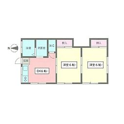 ヴェルテ厚木 2DKの間取図画像