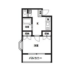 ルフィーノ妻田 1Kの間取図画像