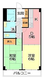 アデルサンアイ 2DKの間取図画像