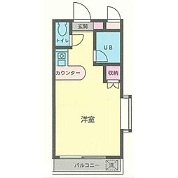 エクセレントエビナ ワンルームの間取図画像