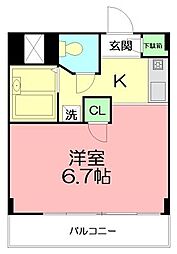 J・Kマンション1 1Kの間取図画像