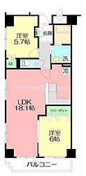 アクシア八芳 2LDKの間取図画像