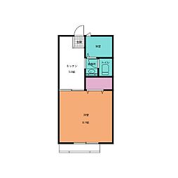 コーポ泉B 1Kの間取図画像